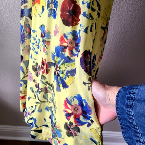 Anthropologie x Vanessa Virginia Halter Dress Sz 2 Floral Sundress‎ Yellow Strap - Picture 7 of 11
